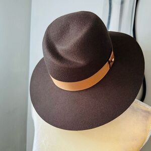 Rag & Bone Zoe Wool Felt Fedora Hat, Spanish Style Brown Pecan, Small,‎ NWT